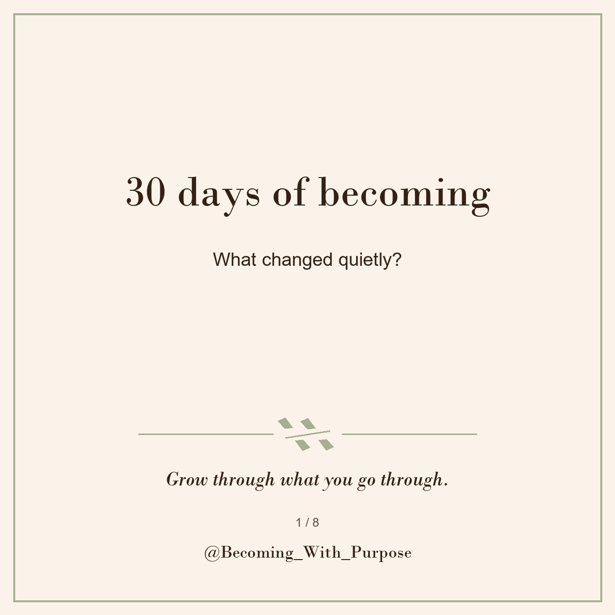 Thirty Days of Becoming: What Changed Quietly? — Becoming With Purpose